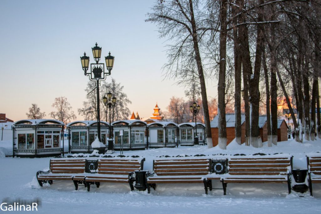 Тобольский кремле зимой на закат